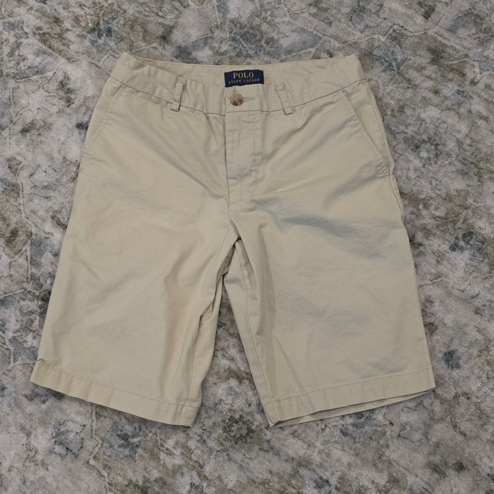 Polo Ralph Lauren Tan Khaki Classic Chino Shorts Womens Size 14 Cotton Twill